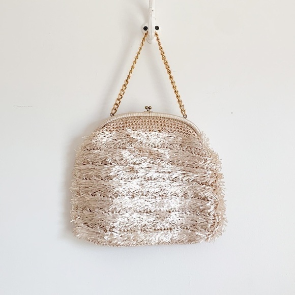 Vintage Holt Renfrew & Co. Champagne Colored Confetti Textured Bag - Picture 1 of 8